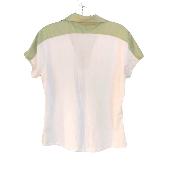 AUREA Dri-Max | White and Green Golf Shirt Hibiscus Flower | Women's Large - Picture 3 of 10